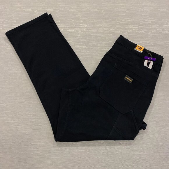 Caterpillar CAT Carpenter Work Pants Mens 40 x 34 Black Tool Pockets Double Knee - Picture 2 of 15